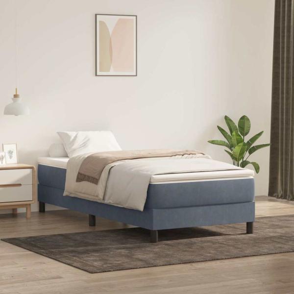 ARDEBO.de - Boxspringbett mit Matratze Dunkelgrau 80x220 cm Samt