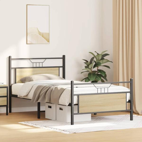 Bettgestell ohne Matratze Sonoma-Eiche 100x190 cm Holzwerkstoff