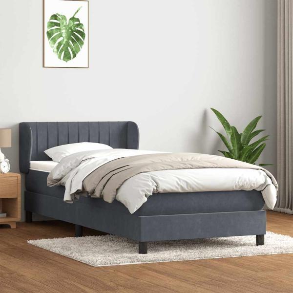 ARDEBO.de - Boxspringbett mit Matratze Dunkelgrau 80x220 cm Samt