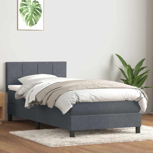 ARDEBO.de - Boxspringbett mit Matratze Dunkelgrau 80x220 cm Samt