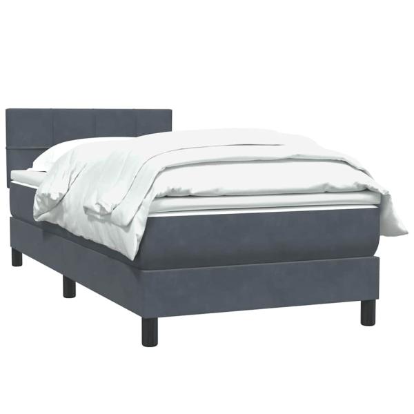 Boxspringbett mit Matratze Dunkelgrau 80x220 cm Samt