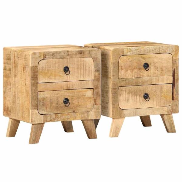 ARDEBO.de - Nachttisch 2 Stk. 40x32x46 cm Raues Massivholz Mango