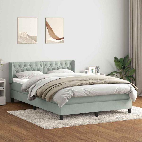 ARDEBO.de - Boxspringbett mit Matratze Hellgrau 160x210 cm Samt