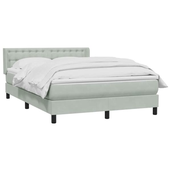 Boxspringbett mit Matratze Hellgrau 160x210 cm Samt