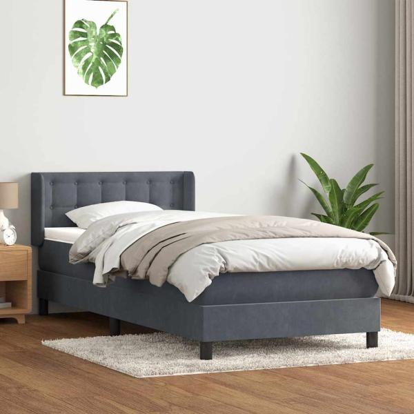 ARDEBO.de - Boxspringbett mit Matratze Dunkelgrau 80x210 cm Samt