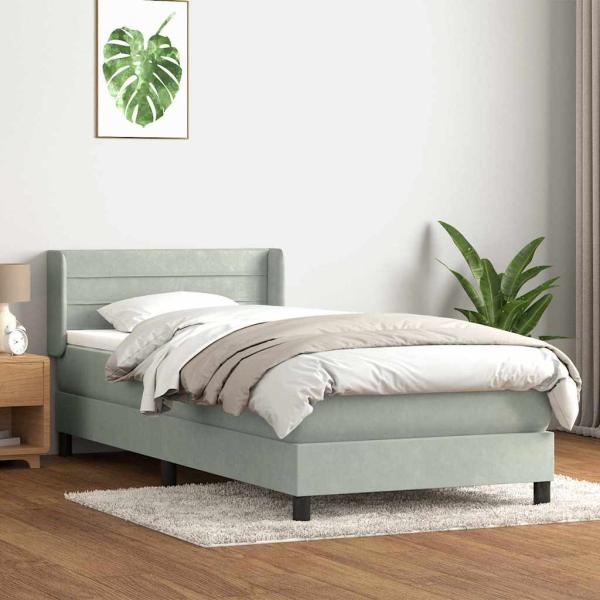 ARDEBO.de - Boxspringbett mit Matratze Hellgrau 80x210 cm Samt