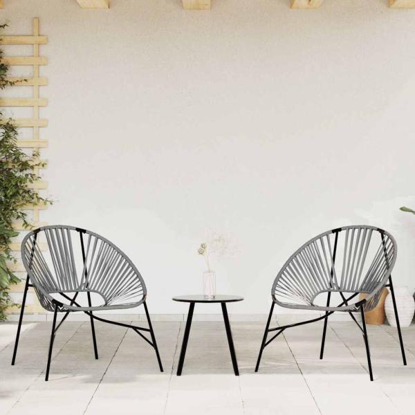 ARDEBO.de - Gartenstuhl-Set 3-tlg. Schwarz und Hellgrau Poly Rattan
