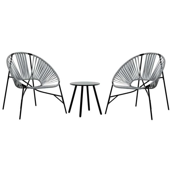 Gartenstuhl-Set 3-tlg. Schwarz und Hellgrau Poly Rattan