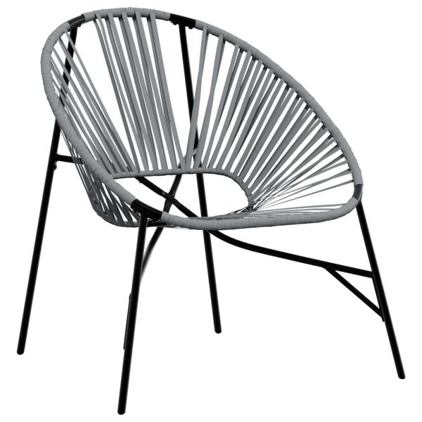 Gartenstuhl-Set 3-tlg. Schwarz und Hellgrau Poly Rattan