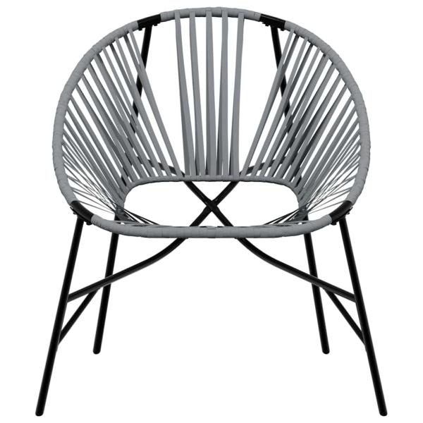Gartenstuhl-Set 3-tlg. Schwarz und Hellgrau Poly Rattan