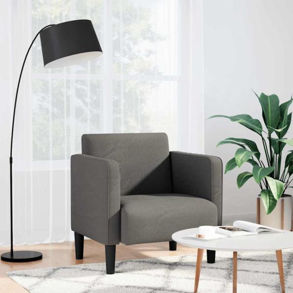 ARDEBO.de - Sessel mit Armlehnen Hellgrau 54 cm Cordstoff