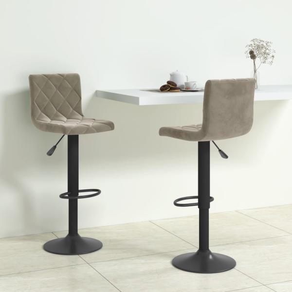 ARDEBO.de - Barhocker 2 Stk. Hellgrau Samt