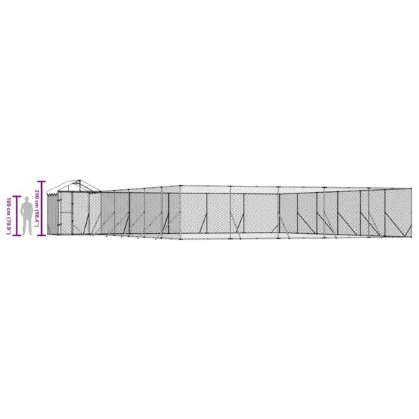 Outdoor-Hundezwinger mit Dach Silbern 12x12x2,5m Stahl Verzinkt