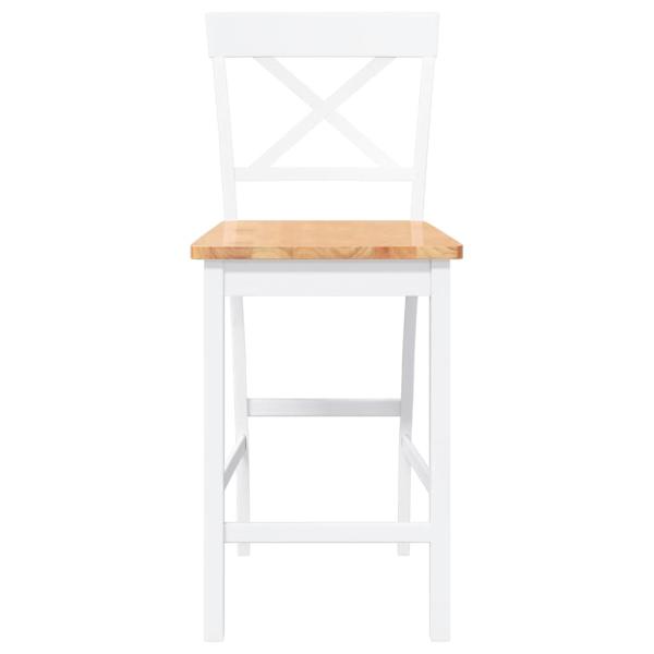 Barhocker 2 Stk. Weiß Massivholz Gummibaum