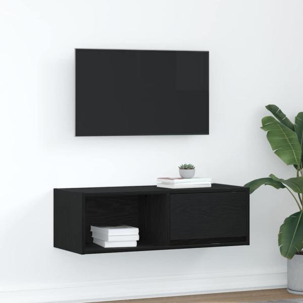 ARDEBO.de - TV-Schrank Schwarz Eichen-Optik 80x31x25,5 cm Holzwerkstoff