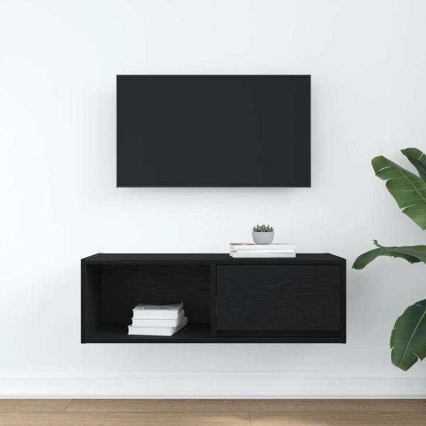 TV-Schrank Schwarz Eichen-Optik 80x31x25,5 cm Holzwerkstoff
