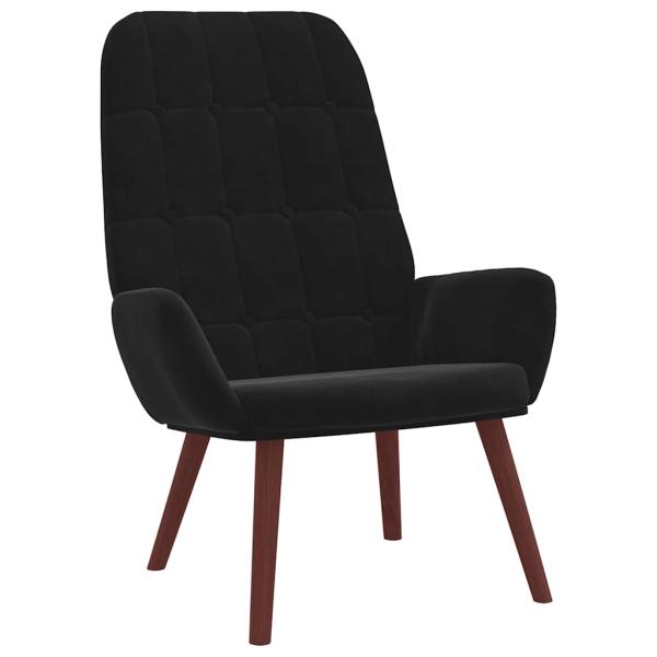 Relaxsessel mit Hocker Schwarz Samt
