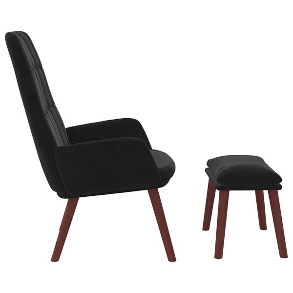 Relaxsessel mit Hocker Schwarz Samt
