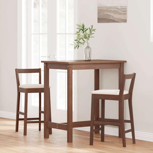 Barhocker mit Kissen 2 Stk. Braun Massivholz Gummibaum