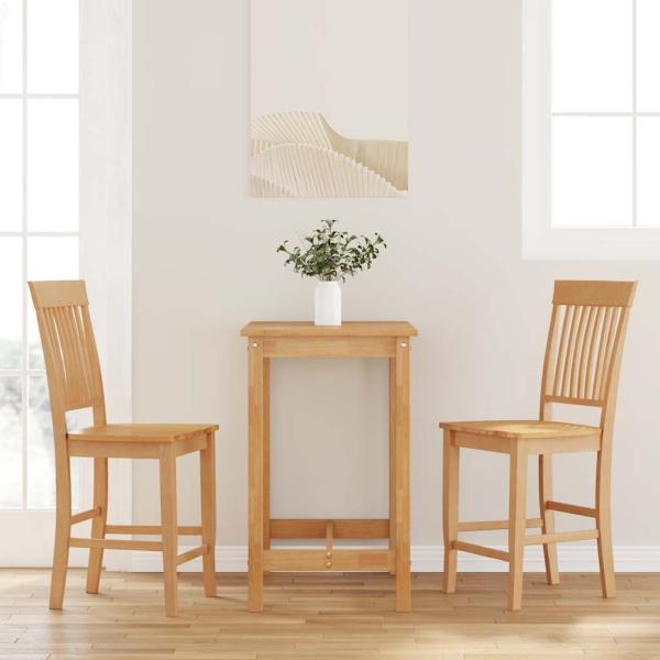 ARDEBO.de - Barhocker 2 Stk. Natur Massivholz Gummibaum