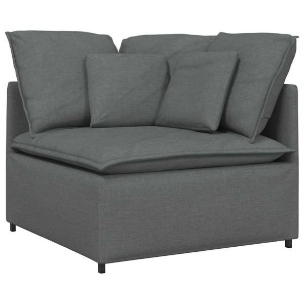 Modulares Sofa mit Fu?hocker Kissen Stoff Dunkelgrau