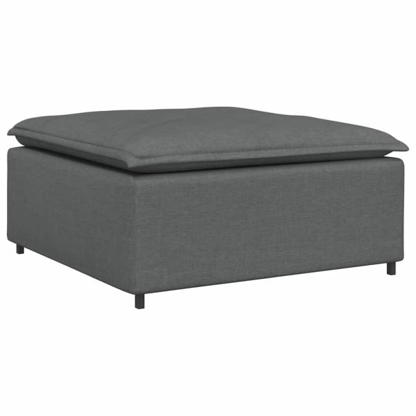 Modulares Sofa mit Fu?hocker Kissen Stoff Dunkelgrau