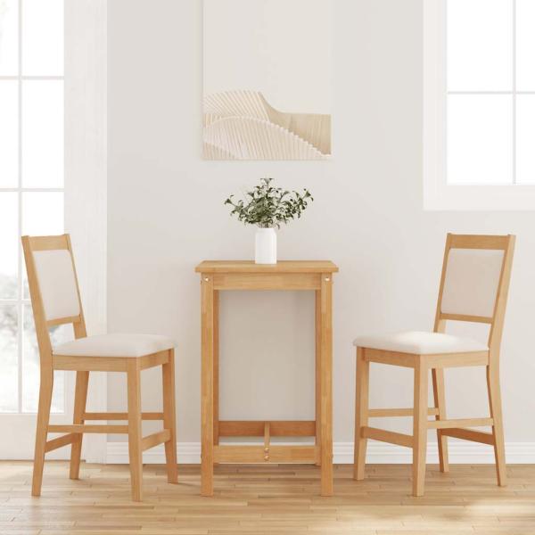ARDEBO.de - Barhocker mit Kissen 2 Stk. Natur Massivholz Gummibaum