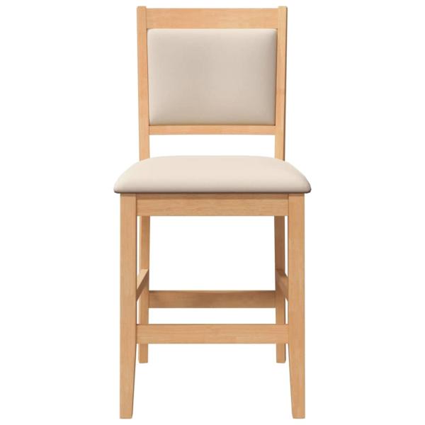Barhocker mit Kissen 2 Stk. Natur Massivholz Gummibaum