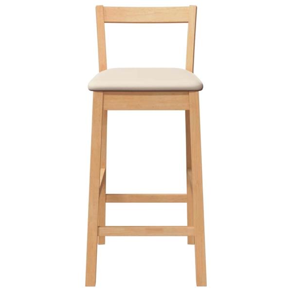 Barhocker mit Kissen 2 Stk. Natur Massivholz Gummibaum