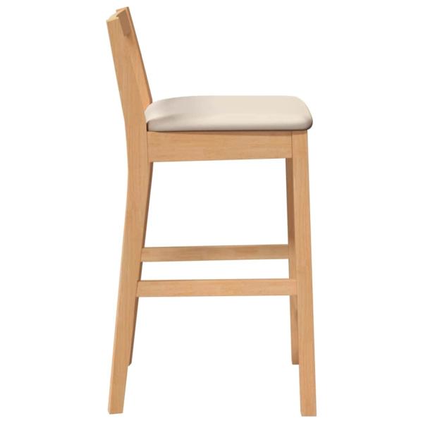 Barhocker mit Kissen 2 Stk. Natur Massivholz Gummibaum