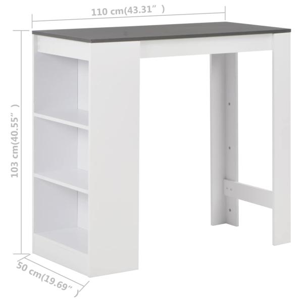 Bartisch mit Regal Wei? 110x50x103 cm