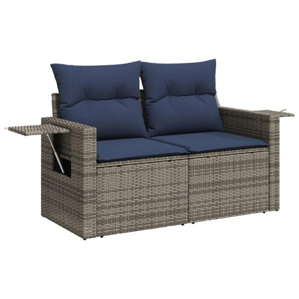9-teiliges Gartensofa-Set mit Kissen, grau, Polyrattan