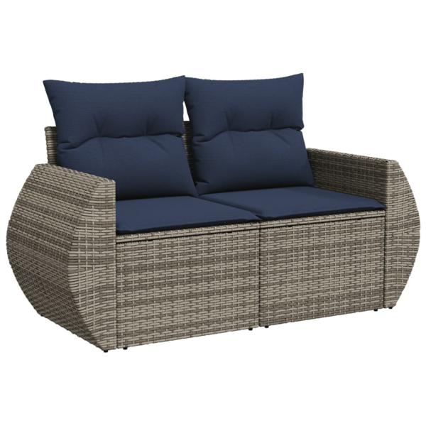 8-teiliges Gartensofa-Set mit Kissen, grau, Polyrattan