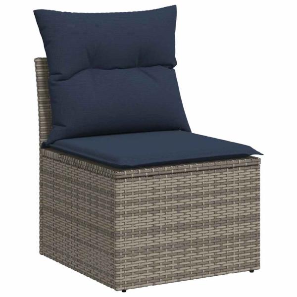 5-teiliges Gartensofa-Set mit Kissen, grau, Polyrattan