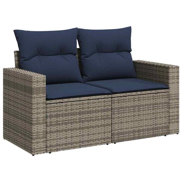 14-teiliges Gartensofa-Set mit Kissen, grau, Polyrattan