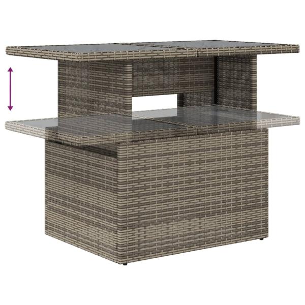 7-teiliges Gartensofa-Set mit Kissen, grau, Polyrattan