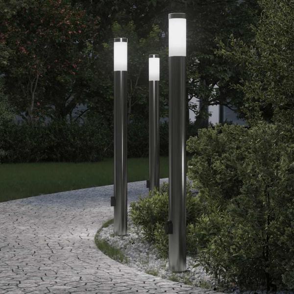 ARDEBO.de - Pollerleuchten mit Auslass 3er 110 cm Edelstahl IP44