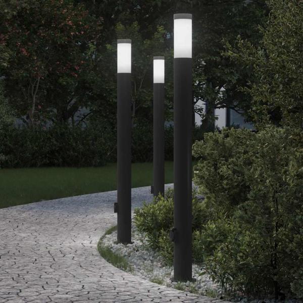 ARDEBO.de - Pollerleuchten mit Auslass 3er 110 cm Edelstahl IP44
