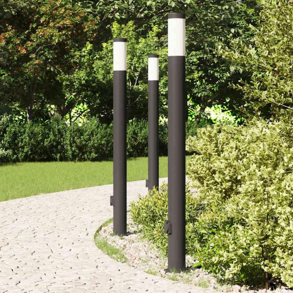 Pollerleuchten mit Auslass 3er 110 cm Edelstahl IP44