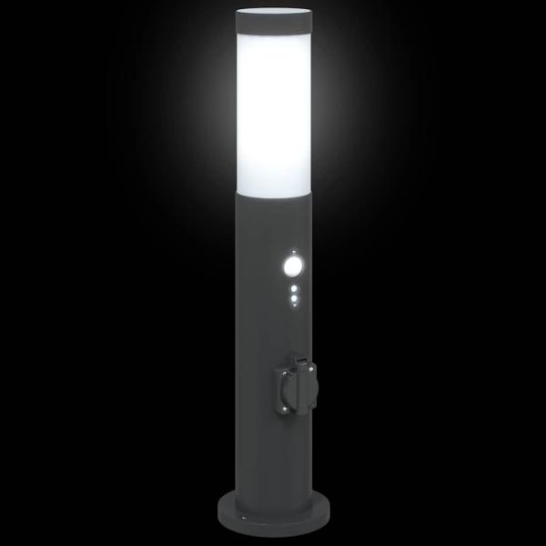Pollerleuchten mit Sensor&Steckdose 3er 50 cm Edelstahl IP44