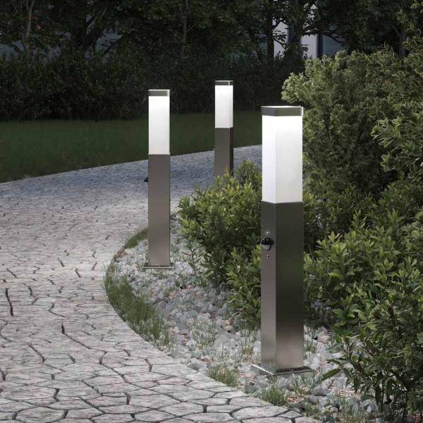 ARDEBO.de - Pollerleuchten mit Sensor 3 Stk. 50 cm Edelstahl IP44