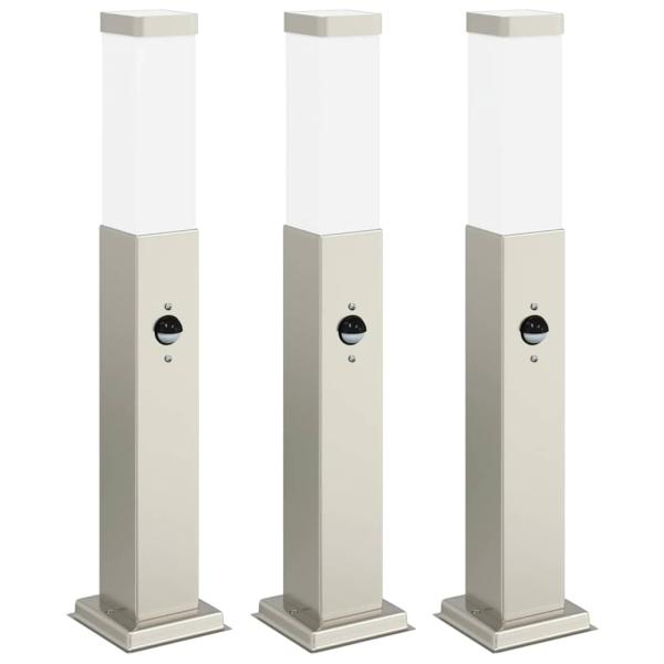 Pollerleuchten mit Sensor 3 Stk. 50 cm Edelstahl IP44