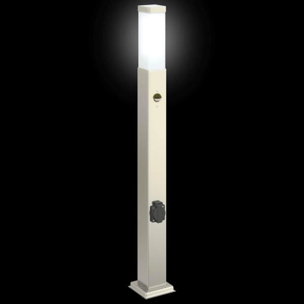 Pollerleuchten mit Sensor&Steckdose 3 Stk. 80 cm Edelstahl IP44