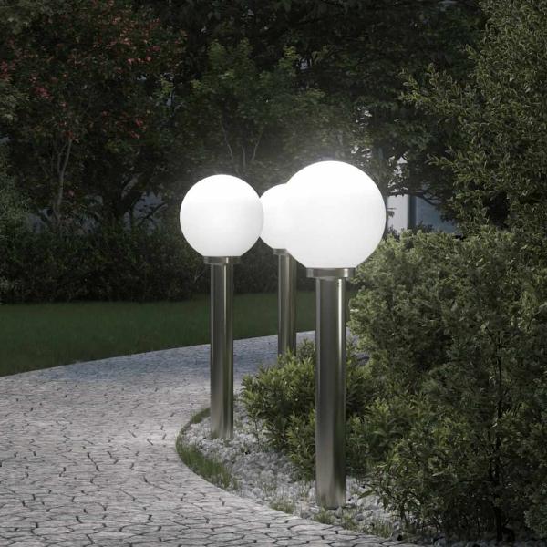 ARDEBO.de - Pollerleuchten 3 Stück 80 cm Edelstahl IP44