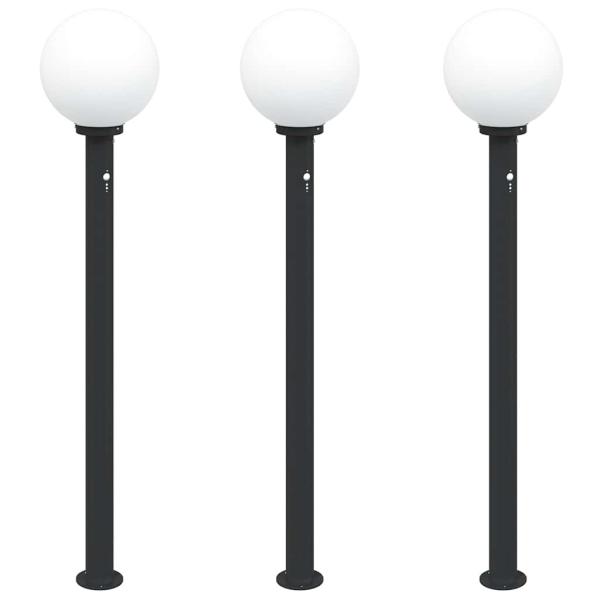 Pollerleuchten mit Sensor 3 Stk. 120 cm Schwarz IP44