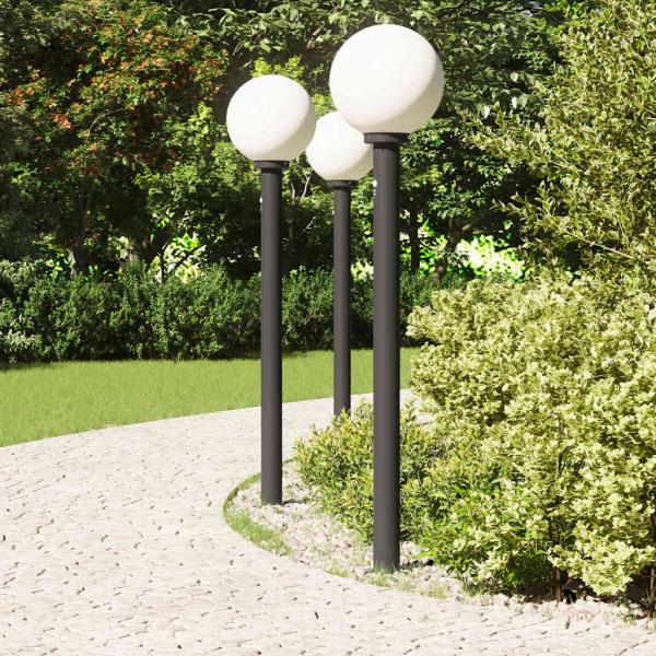 Pollerleuchten mit Sensor 3 Stk. 120 cm Schwarz IP44