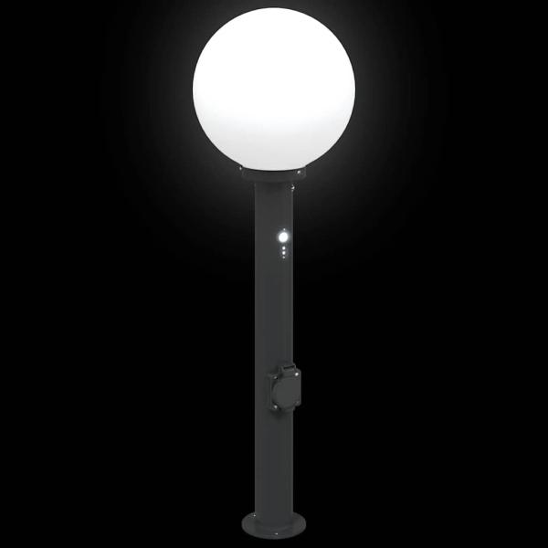 Pollerleuchten mit Sensor&Steckdose 3 Stk. 80 cm Schwarz IP44