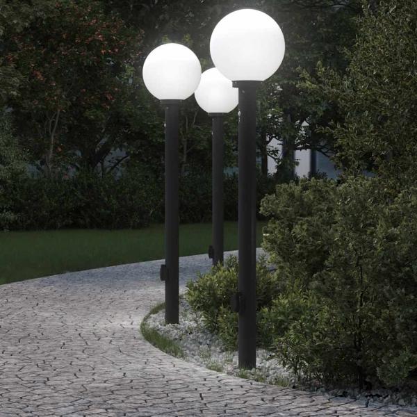 ARDEBO.de - Pollerleuchten mit Sensor und Steckdose 3 Stk. 120 cm Schwarz IP44