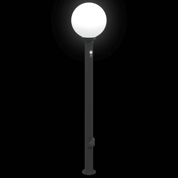 Pollerleuchten mit Sensor und Steckdose 3 Stk. 120 cm Schwarz IP44