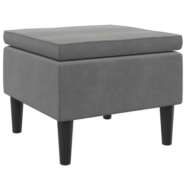 Hocker mit Holzbeinen Dunkelgrau Samt